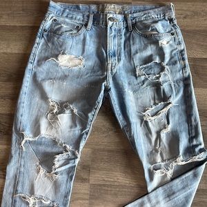 American eagle slim blue jeans ripped 32 X 30